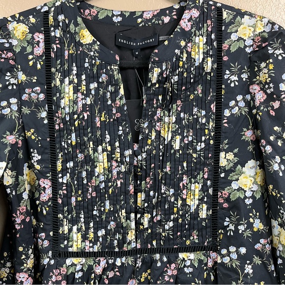 NWT English Factory pintuck floral cotton mini dress - Picture 6 of 11